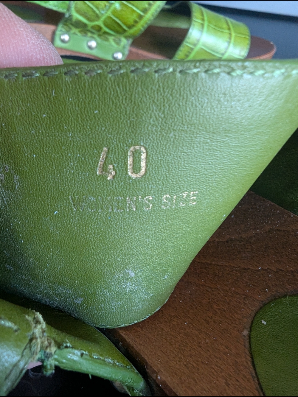 Tod's Croc-Embossed Green Slingback Sandals - Picture 8 of 12